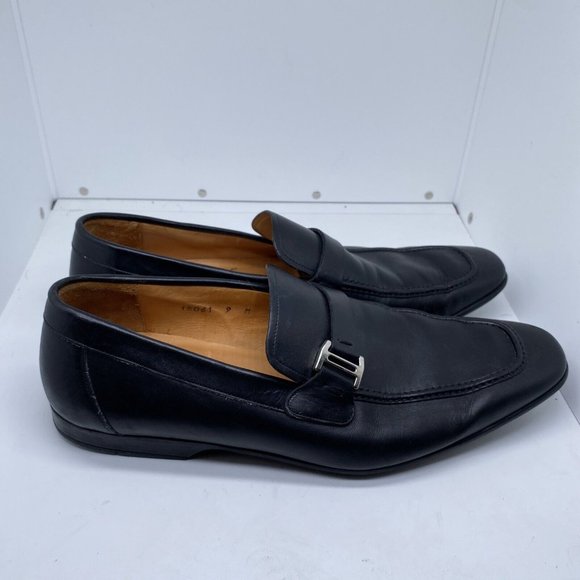 MAGNANNI Men\'s  Black Leather LINO Loafers Shoes 15061 Size 9 M Made in Spain